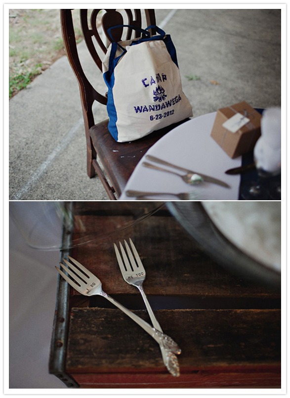 custom printed guest totes and flatware