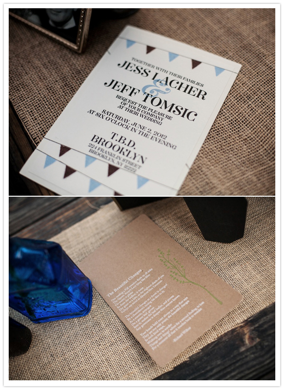 letterpress bunting wedding invitations