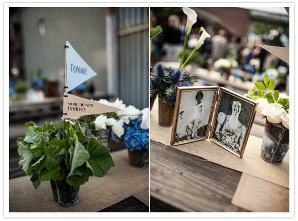 paper flag accents and vintage picture frames