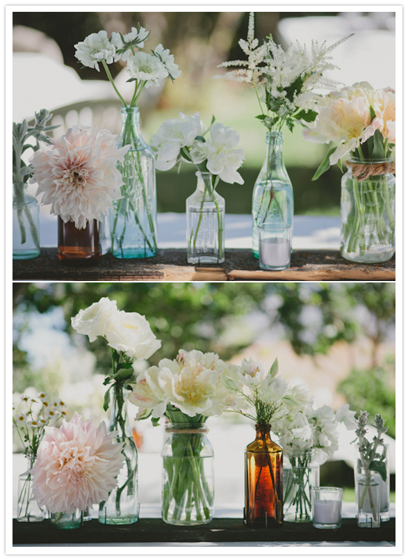 rows of flower vases