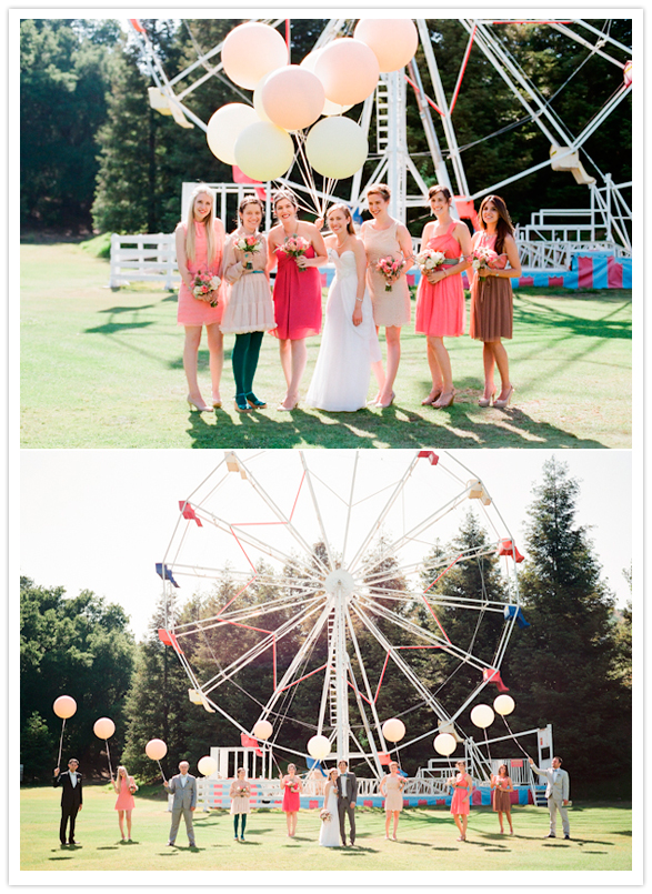 ferris wheel wedding party portraits