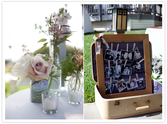 luggage picture garland and tea canister vases