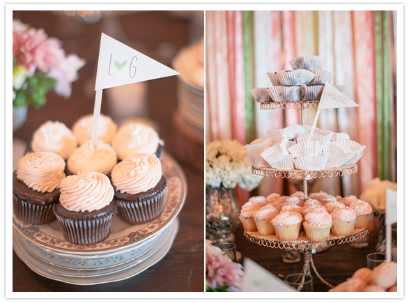 cupcake tower and decorative paper flag