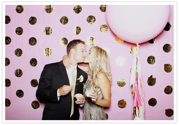 pink and gold polka dot photo booth