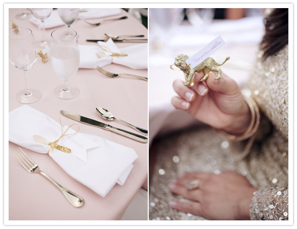 pink and gold wedding reception 