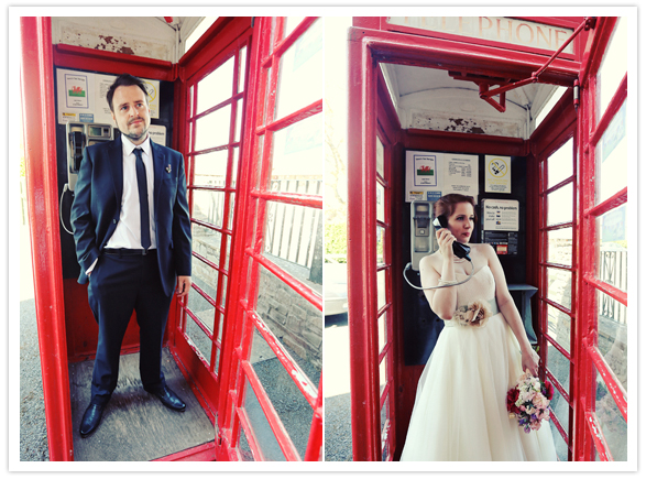 London phone booth wedding portraits