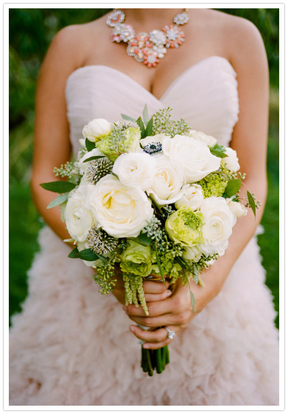 white rose and anemone bouquet