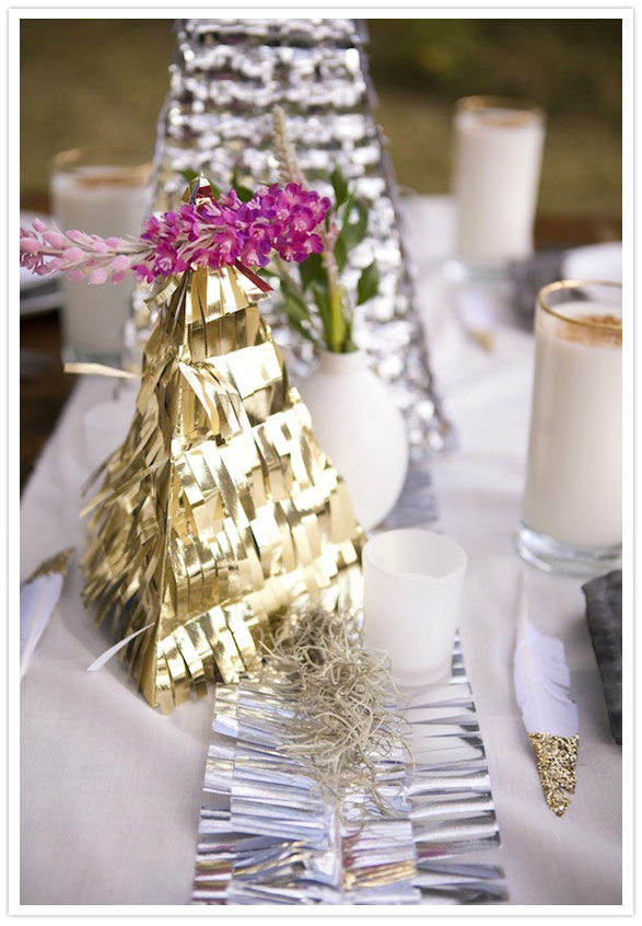 silver and gold fringe christmas tree