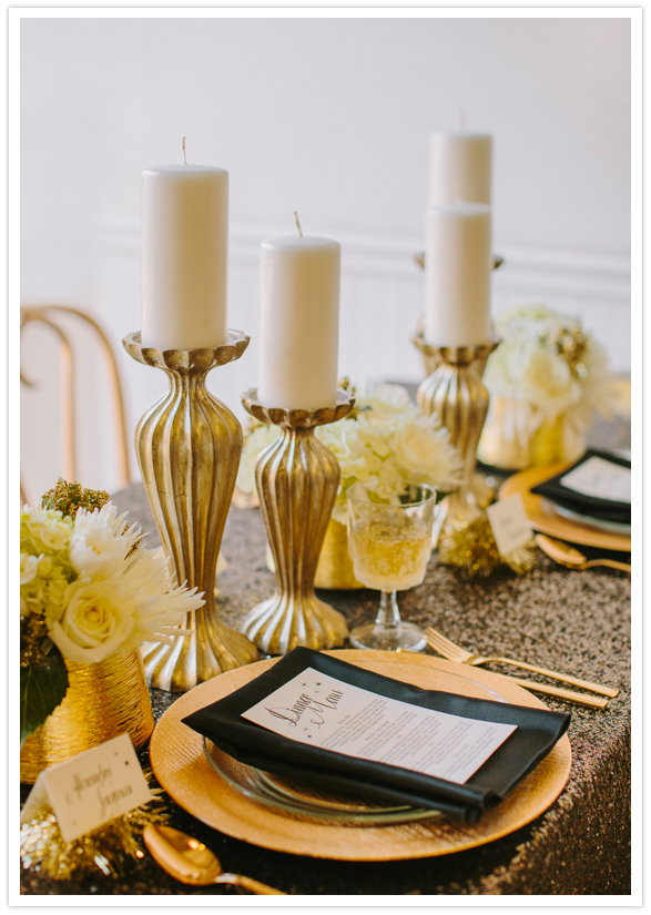 Wedding Inspiration, Black White And Gold Table Decor