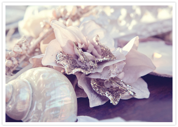 glitter flowers and shell accents