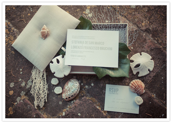 Seaside inspired wedding invites