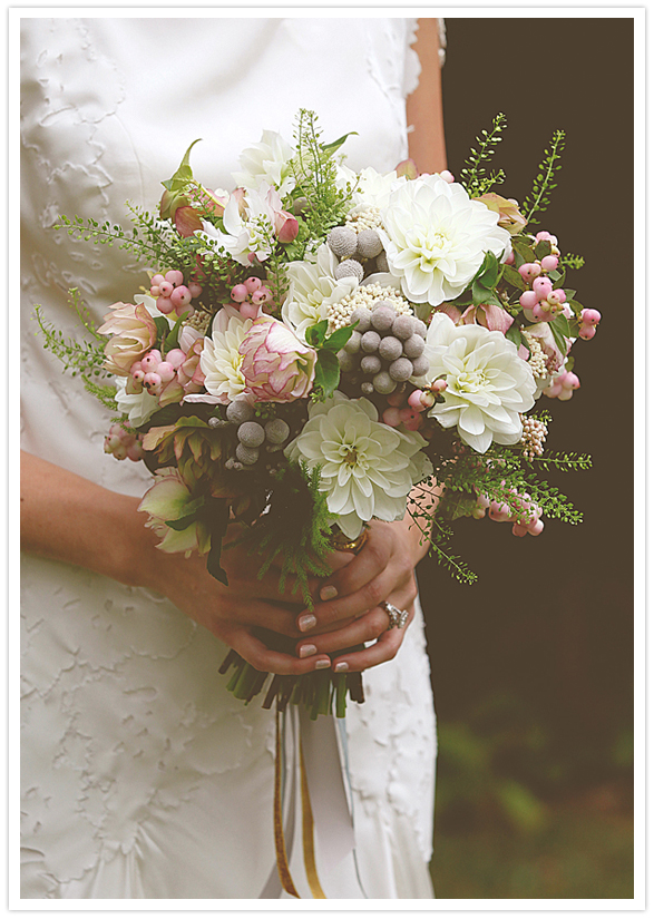 pastel pink, white and green bouquet