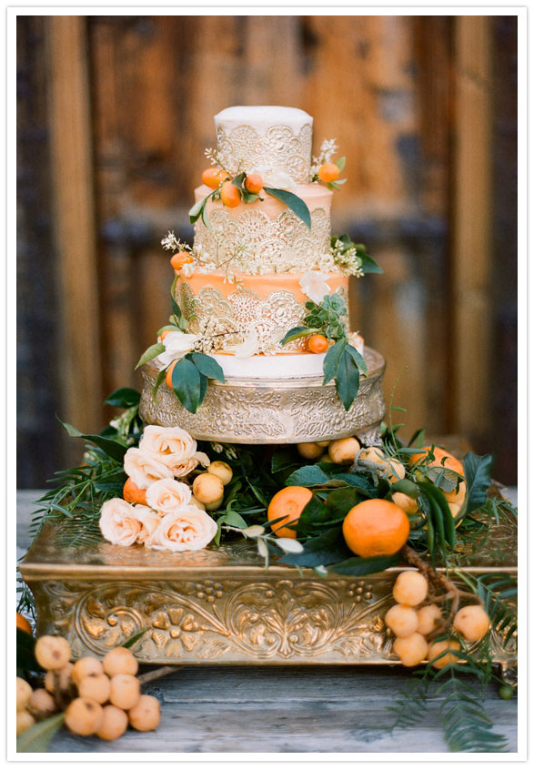 gold and orange wedding cake inspiration 
