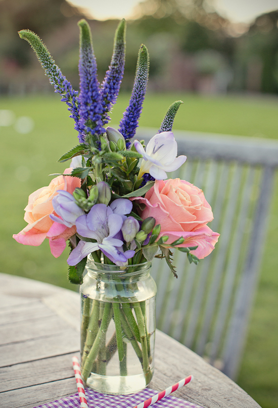 pale pink, purple and peach flower arrangement | Photo by Marianne Taylor