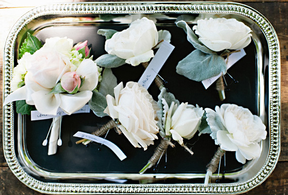 white garden rose boutonnière | 100 Layer Cake