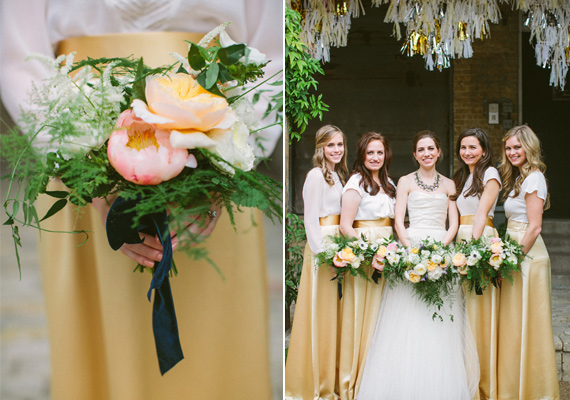 Gold and white bridesmaids | photo by Taylor Lord | 100 Layer Cake