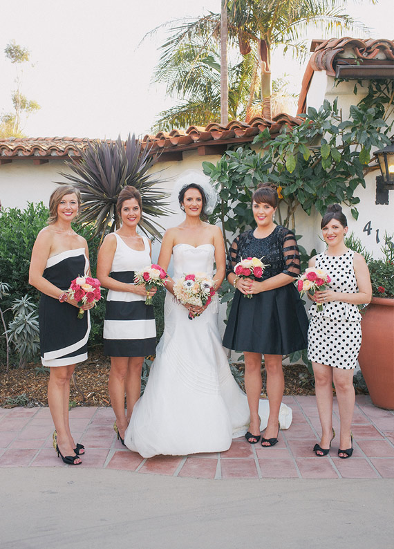 black and white bridesmaids dresses | 100 Layer Cake
