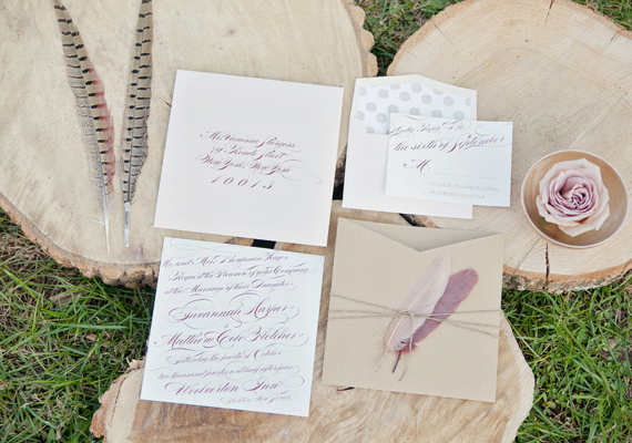Vintage country wedding invitations | photo by Millie Batista | 100 Layer Cake