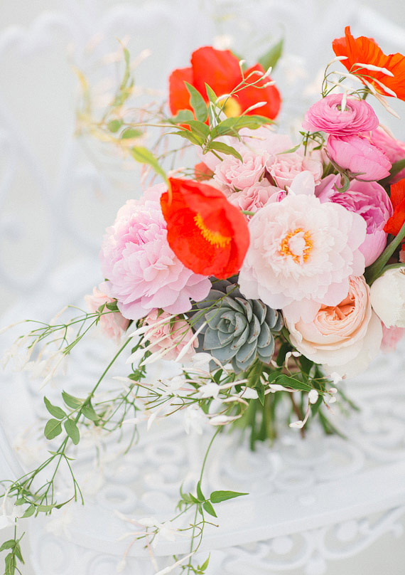  colorful poppy bridal bouquet | photos by Apryl Ann | 100 Layer Cake