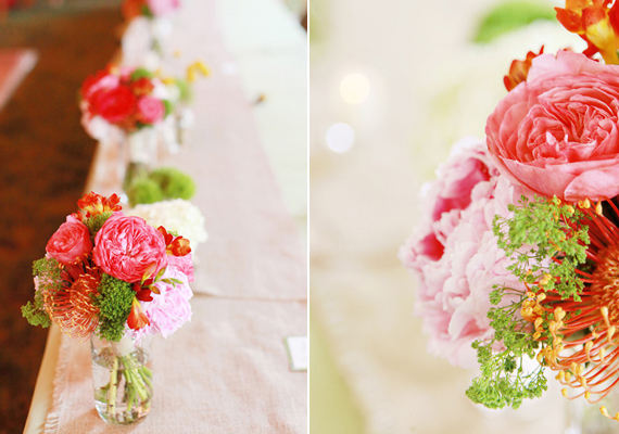 red and pink bridesmaid bouquet | photo by Red Gallery | 100 Layer Cake