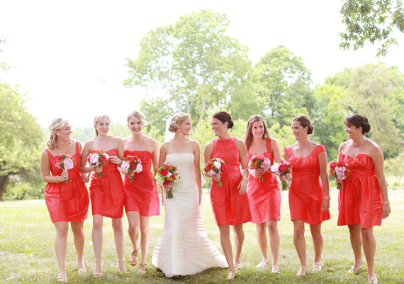 red bridesmaid dresses | photo by Red Gallery | 100 Layer Cake