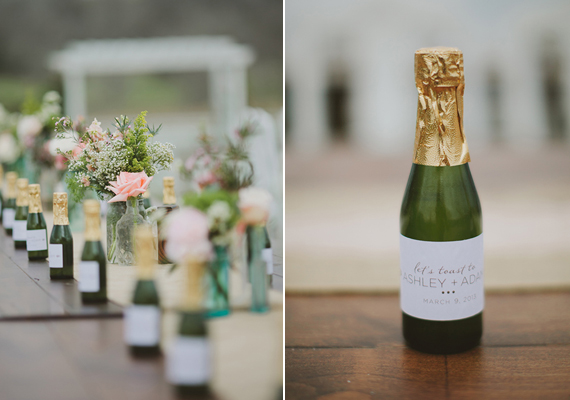 champagne favors | photo by Tessa Harvey | 100 Layer Cake 