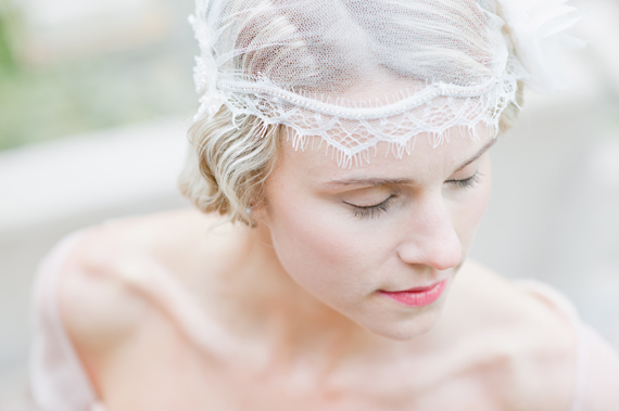 white lace veil  | photo by Stacy Able | 100 Layer Cake