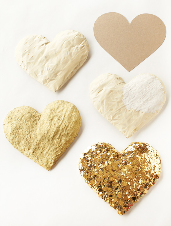diy gold sequin heart | by Bramble Workshop | photo by Scott Clark Photo | 100 Layer Cake