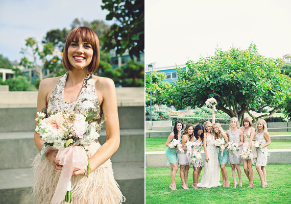 Flapper style bridesmaid dresses | Photo by Amy Lynn Photography | Read more - https://www.100layercake.com/blog/?p=66999