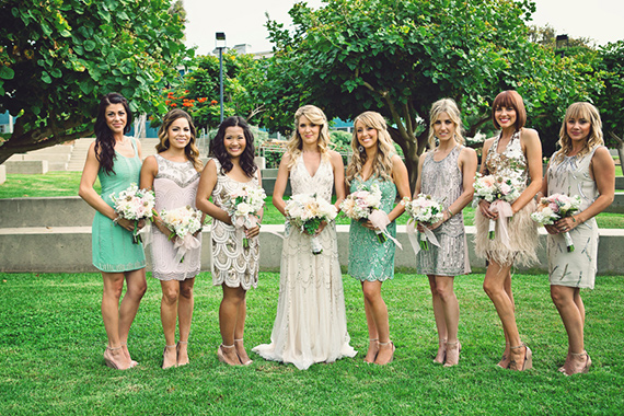 Flapper style bridesmaid dresses | Photo by Amy Lynn Photography | Read more - https://www.100layercake.com/blog/?p=66999