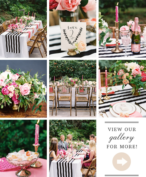 Pink, black and gold dinner party | Photo by Scott and Ashlee of O'Malley Photographers | Read more -  https://www.100layercake.com/blog/?p=66281