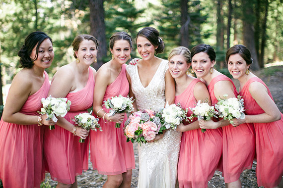 Pink bridesmaid dresses | Photo by Grover Photographers | Read more - https://www.100layercake.com/blog/?p=67779