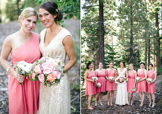 Pink bridesmaid dresses | Photo by Grover Photographers | Read more - https://www.100layercake.com/blog/?p=67779