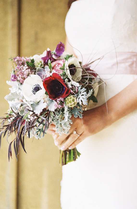Succulent and anemone bridal bouquet | Photo by Braedon Flynn | Read more - https://www.100layercake.com/blog/?p=69009