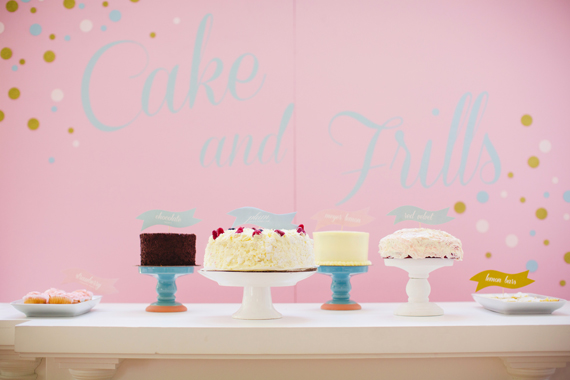 Modern cakes and frills bridal shower | photo by Gladys Jem | Read more - https://www.100layercake.com/blog/?p=68138