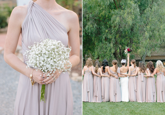 Neutral bridesmaid dresses | Photo by Joielala | Read more - https://www.100layercake.com/blog/?p=68418