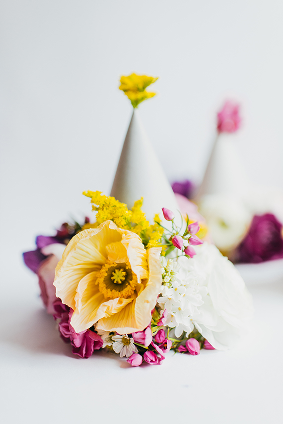 DIY floral party hats | Photo by Cambria Grace Photography | Design by  Lauren Wells Events | 100 Layer Cake