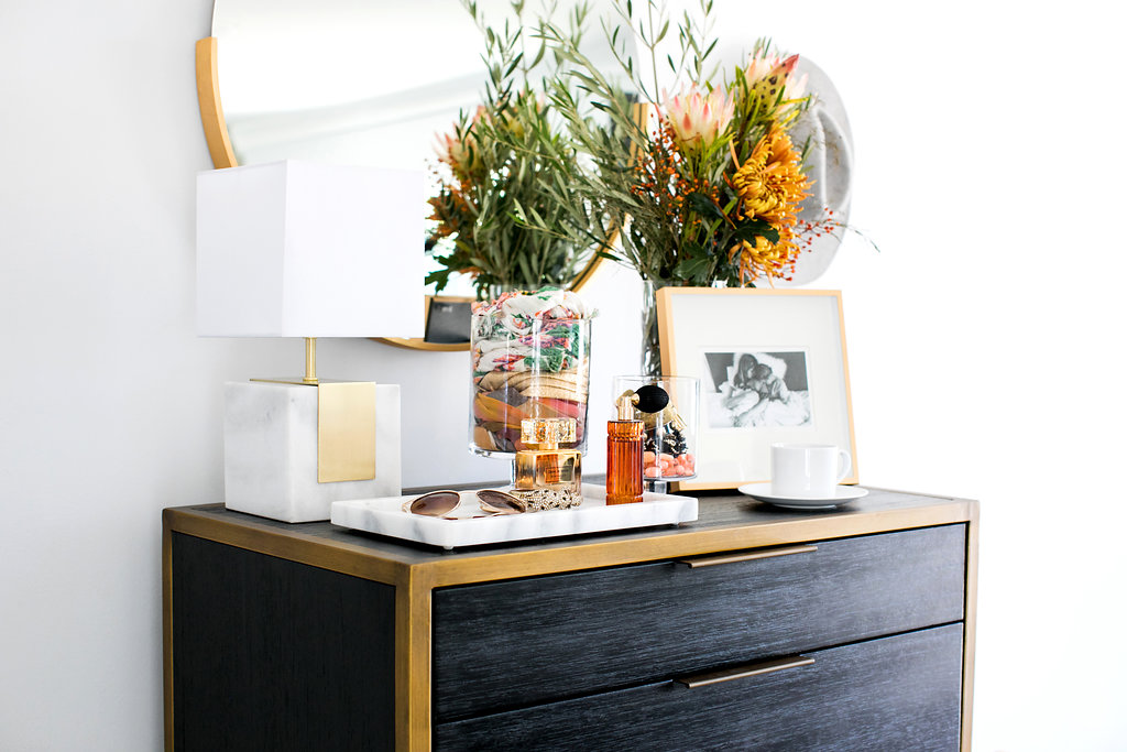 Styling a dresser Crate and Barrel home decor 100 Layer Cake