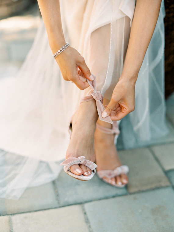 Velvet wedding heels