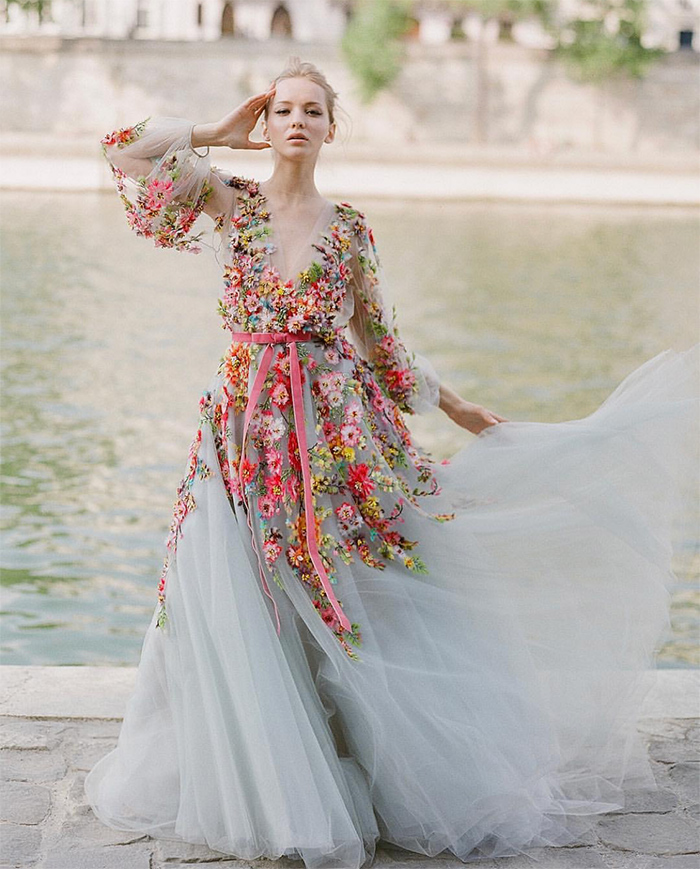 Marchesa floral wedding gown