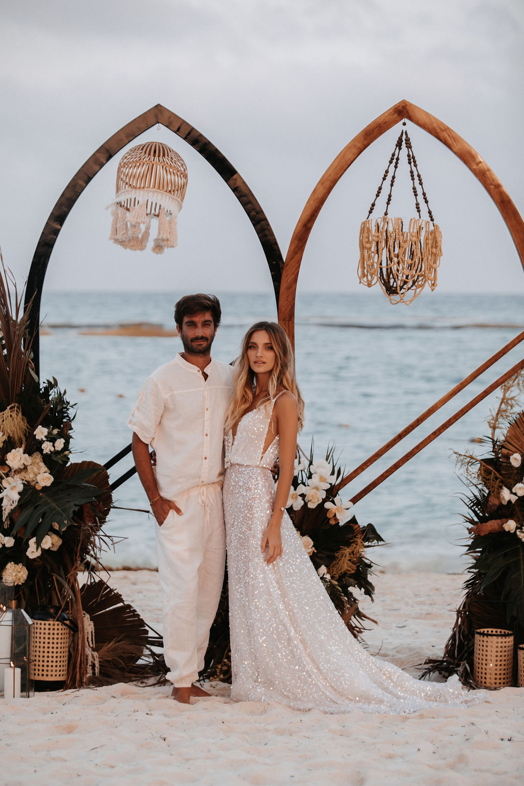 Boho Mexico elopement with a sparkly gown