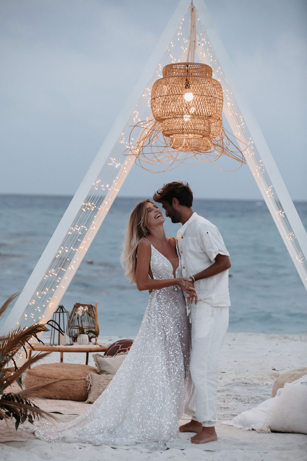 Boho Mexico elopement with a sparkly gown