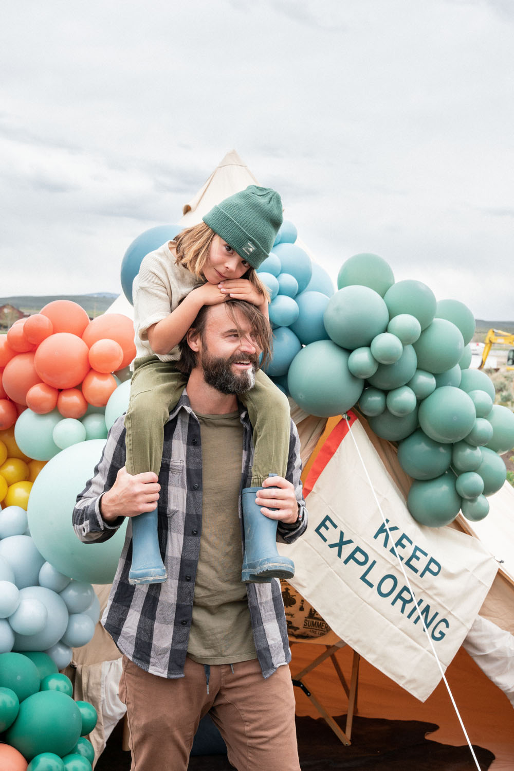 "Dad Camp" Father's Day party with a balloon tent Kids Parties 100