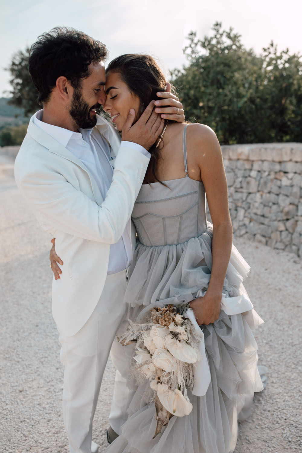 Puglia wedding with a ruffle wedding dress