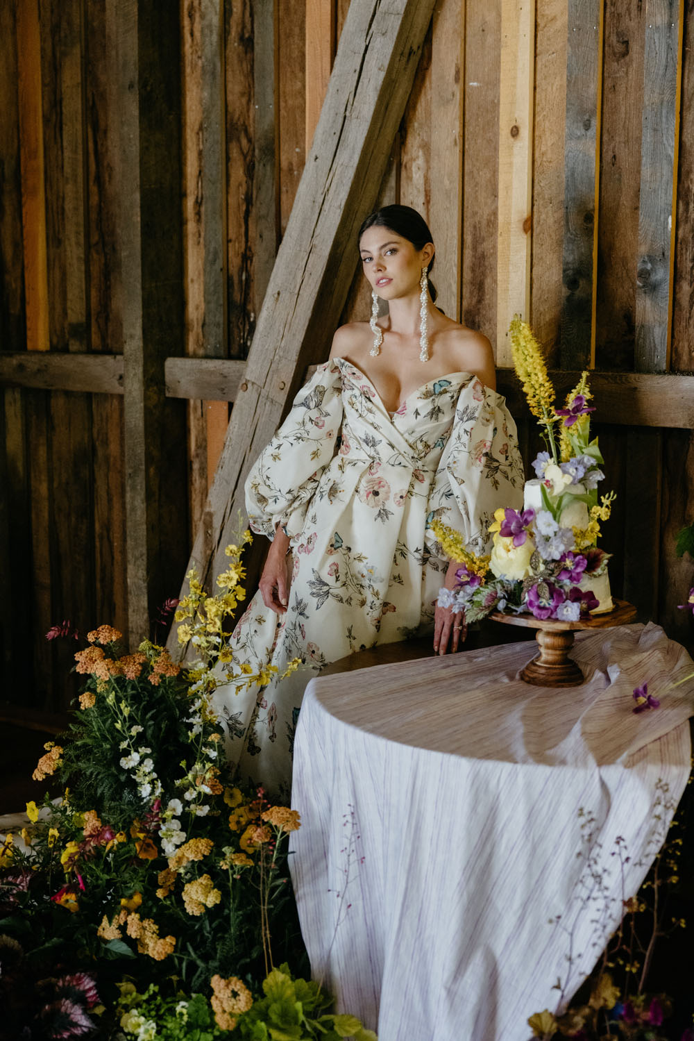 Luxe summer mountain wedding ideas with a floral gown