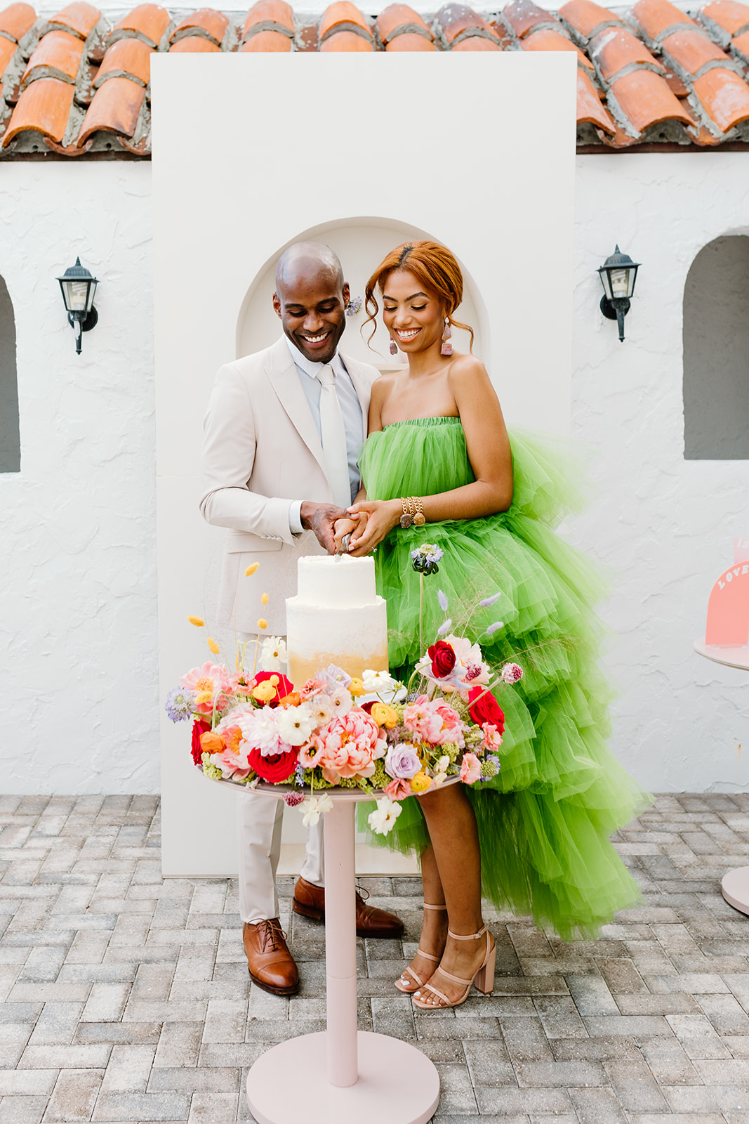 Bright and colorful wedding inspiration with a chartreuse gown