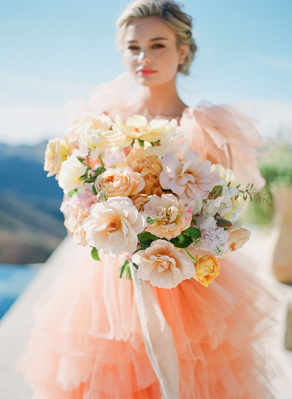 Dreamy Malibu Rocky Oaks wedding inspiration with two tulle gowns