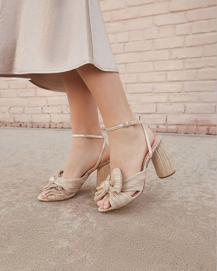 ruched bow wedding shoes