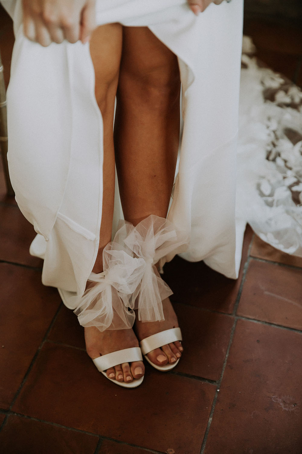 bow wedding heels