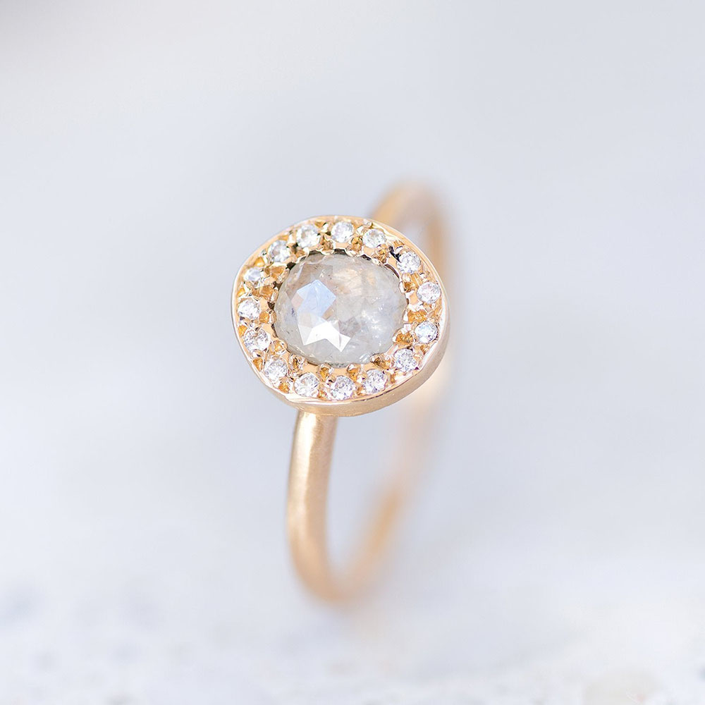 Sarah Gardner  Ice Diamond Halo Pebble Ring